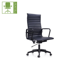 Foil back EMES ribbed REAR GENUINE black leather Executive Chair de bureau - Product Image 3