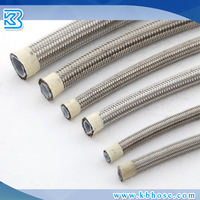 خرطوم وقود من النايلون الأسود والقطن الأحمر والأزرق المجدول مع طبقة PTFE مقاس 5/16 بوصة AN6 و3/8 بوصة AN8 و1/2 بوصة AN10