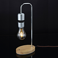 Lámpara LED de Madera con Levitación Magnética, Base Flotante Giratoria, Diseño Moderno