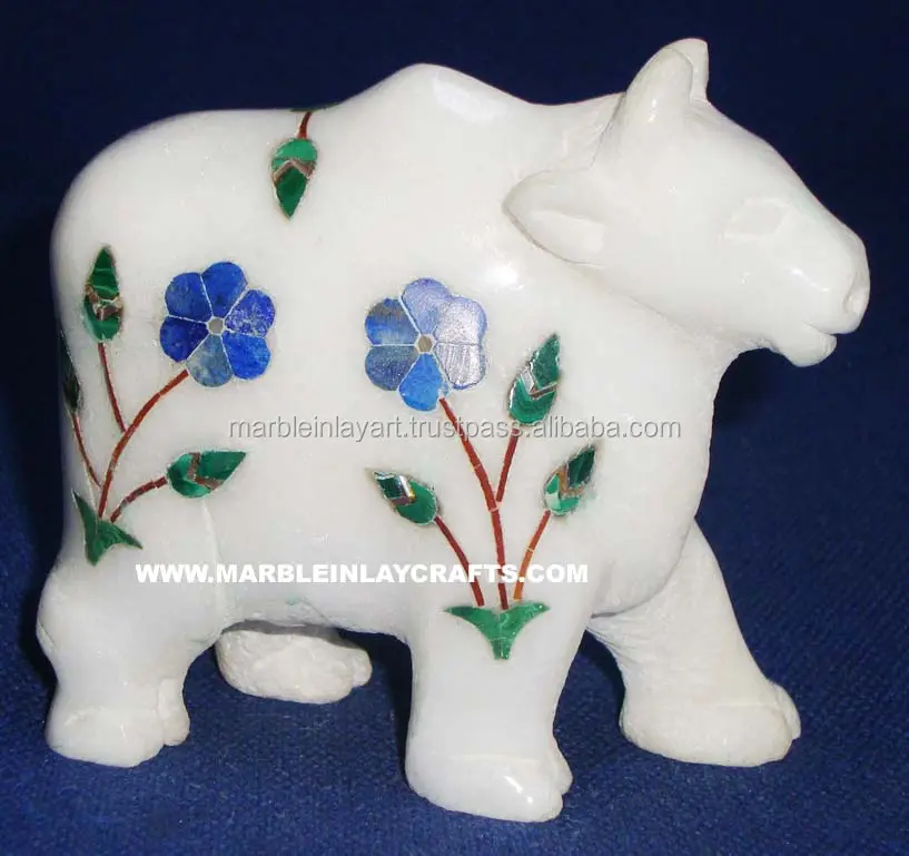 Hint üreticisi mermer kakma tasarım inek hayvan heykeli ev dekoratif ve iş hediyeler