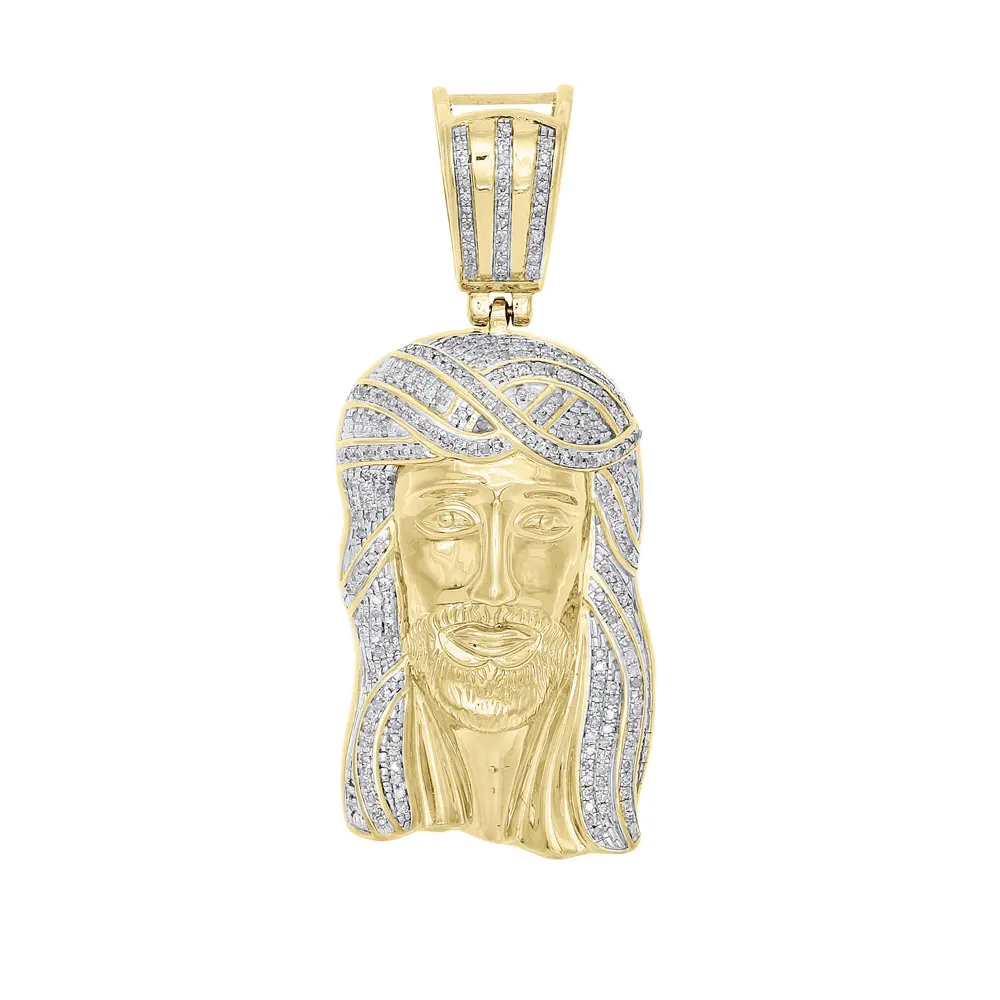 New Arrival Hip Hop Jewelry Iced out 14K Gold Finish Christ Jesus Piece Heavy 3D Pendant