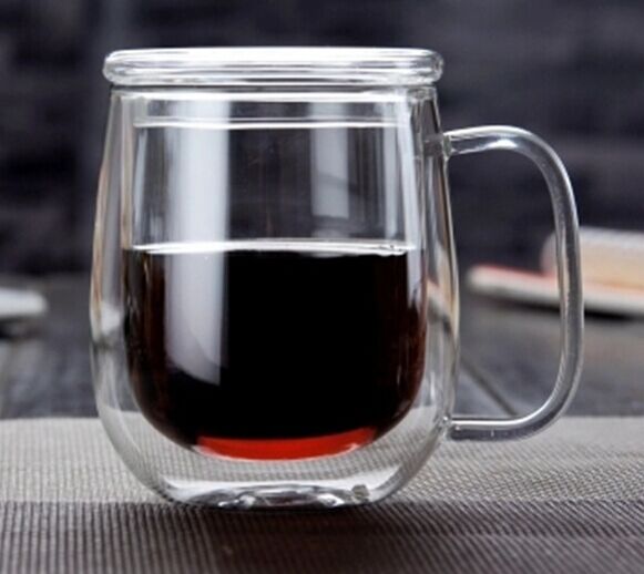 250ML Double Walled Borosilicate Glass Coffee Cup with Lid