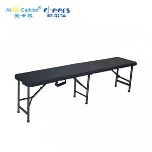 Allsome — banc pliable en rotin plastique noir, meuble de jardin d'extérieur, idéal pour le Camping - Product Image 2