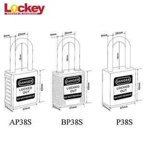 중국 Lockey 안전 자물쇠 38mm 76mm 스틸 나일론 걸쇠 ABS 플라스틱 바디 안전 잠금 마스터 키