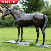 YOUFINE Projet d'art urbain en plein air Taille réelle Western Antique Cast Black Bronze Walking Horse Sculpture à vendre