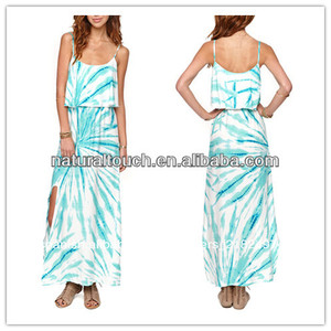 La mujer bonita maxi vestido de volante superior superposición detalle niñas cargan patrones( ylq03264) - Product Image 1