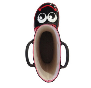 Stivali da pioggia per bambine e ragazze piccole con motivo coccinella <span class=keywords><strong>rosso</strong></span> e nero con fodera in rete - Product Image 4
