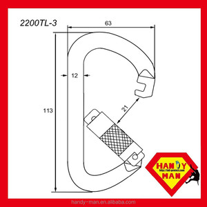 Mosquetón de triple bloqueo en forma de pera de acero resistente-CE EN362 - Product Image 6