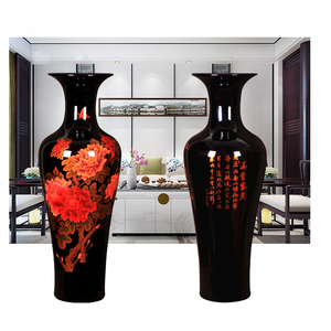 Handmade Black Flower Design Glazed Ceramic <strong>Unique</strong> Tall Floor Large <strong>Vase</strong> - Product Image 5