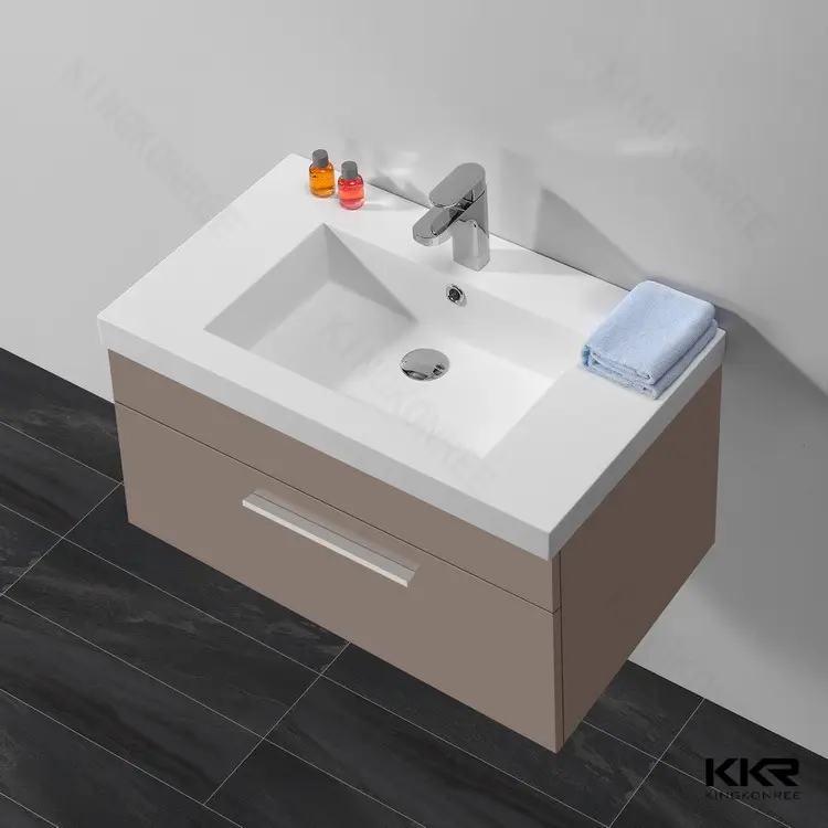 Acrylic Solid Surface Vanity Wash Hand Basin Modern Hanging Bathroom Cabinet