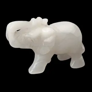 السائبة 2 "الأبيض اليشم نحت الفيل تمثال 2015 فنغ شوي الحرف الحجر الطبيعي منحوتة تمثال شقرا نحت الأحجار