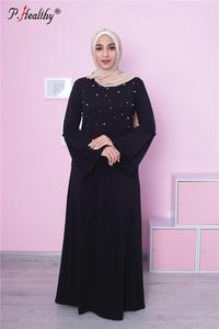 Abito a maniche lunghe alla moda musulmano manica a Pagoda elasticizzata di <span class=keywords><strong>grandi</strong></span> dimensioni con abito Abaya di perle - Product Image 2