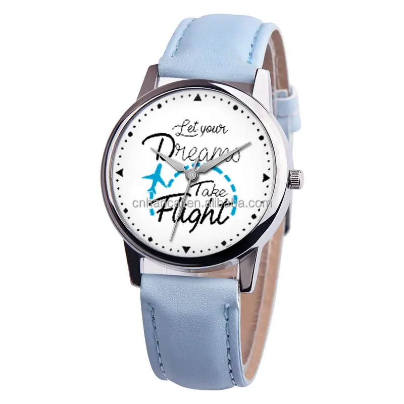 여러 가지 빛깔의 패션 및 캐주얼 시계 여성용 시계 dneamo take flight Words 가죽 스트랩 팔찌 시계 Relojes Mujer