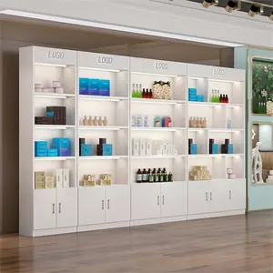 Blanc cosmétique adapté aux besoins du client d'étagères de magasin avec la lumière menée