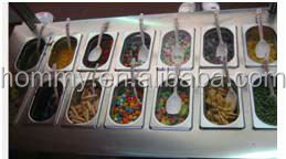 Vetrina Refrigerata per Gelato e Topping in Acciaio Inox e Vetro Temperato con Raffreddamento ad Aria per Negozi di Yogurt Gelato - Product Image 5