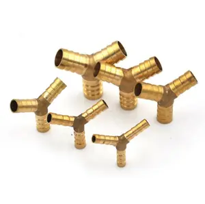 Hose Barb "Y" Type Brass Barbed Tube Pipe Fitting Tee 3 way Connector Adapter With Valve For Fuel Gas Water