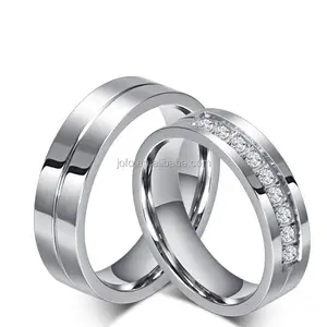 Cincin Pasangan Pria Wanita, Cincin Pernikahan Pertunangan Bit Bor Berlian Titanium Jari Jari Warna Perak Terbaru
