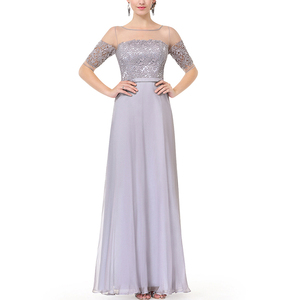 Elegant Lace Half Sleeve Wholesale <strong>Girls</strong> Backless <strong>Maxi</strong> Evening <strong>Dress</strong> - Product Image 4