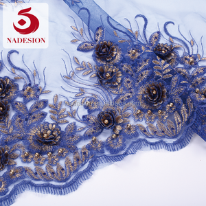 Alta calidad 2017 nigeriano encaje 3D flor applique 3D flor/<span class=keywords><strong>3</strong></span> D rebordeó la tela del cordón del bordado - Product Image 2