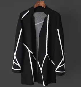 P18B112TR 2018 100% Wool Knitted Sweater <strong>for</strong> <strong>Men</strong> <strong>Long</strong> Sleeve <strong>Cardigan</strong> Soft <strong>Long</strong> Coat - Product Image 1