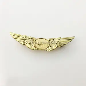 New hot custom airline pilot ali/personalizzato metallo pilot ali pin badge/airline pilot ali badge emirates