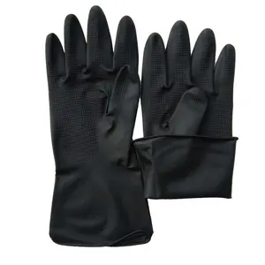 55g black outside and orange inside SUN anti slip heavy duty industrial acid alkali resistant gloves latex rubber gloves