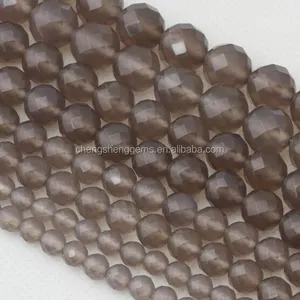 Бусины из серого/коричневого агата, 4-14 мм