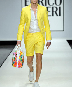 Estate Rinfrescante degli uomini <span class=keywords><strong>Giallo</strong></span> A due Pezzi Dei Vestiti di Alta Qualità Sposo di Cerimonia Nuziale Del Partito Del Vestito di Tendenza ZYL092 - Product Image 1