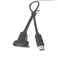Venta al por mayor de cable de extensión de datos macho a hembra tipo C de 3,1 con orificio de tornillo de montaje en panel
