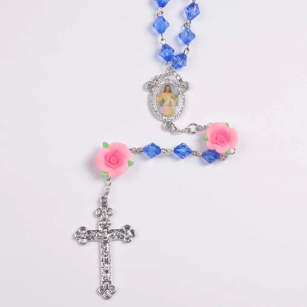 Rosário de colar de cerdas de plástico transparente, rosário macio para oração, fábrica de yiwu