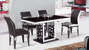 Knock down/kd silla de comedor/asiento de cuero/marco de metal muebles/rectangular de vidrio de mesa - Product Image 1