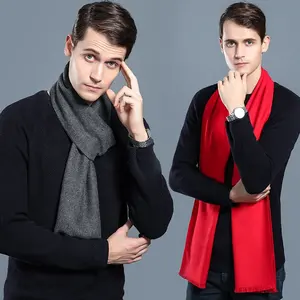 Fabrik Label benutzer definierte Winter Kaschmir Männer Schals Großhandel hochwertige schlichte Fleece Schal für Männer