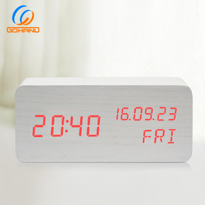 ข้างเตียงสี่เหลี่ยมLEDปฏิทินตารางนาฬิกาปลุกไม้ - Product Image 6
