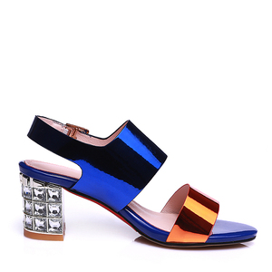 WETKISS Commercio All'ingrosso Più Il Formato 43 DELL'UNITÀ di elaborazione <span class=keywords><strong>In</strong></span> <span class=keywords><strong>Pelle</strong></span> Metallizzata <span class=keywords><strong>Sandali</strong></span> <span class=keywords><strong>Blu</strong></span> Blocco Di Cristallo Tacchi Alti <span class=keywords><strong>Sandali</strong></span> <span class=keywords><strong>Sandali</strong></span> di Estate per Le Donne Signore - Product Image 3