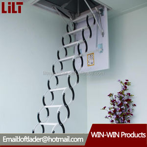 <span class=keywords><strong>Escalier</strong></span> duplex intérieur au design moderne, échelles pliantes en acier pour grenier, <span class=keywords><strong>main</strong></span> <span class=keywords><strong>courante</strong></span> rétractable, escaliers rétractables pour matériaux de construction - Product Image 3