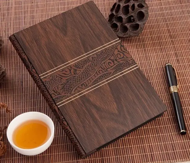 Custom Printed High Quality Luxury Bamboo Notebook Diary A4 A5 B5 Size Wood Notebook For Business Gift