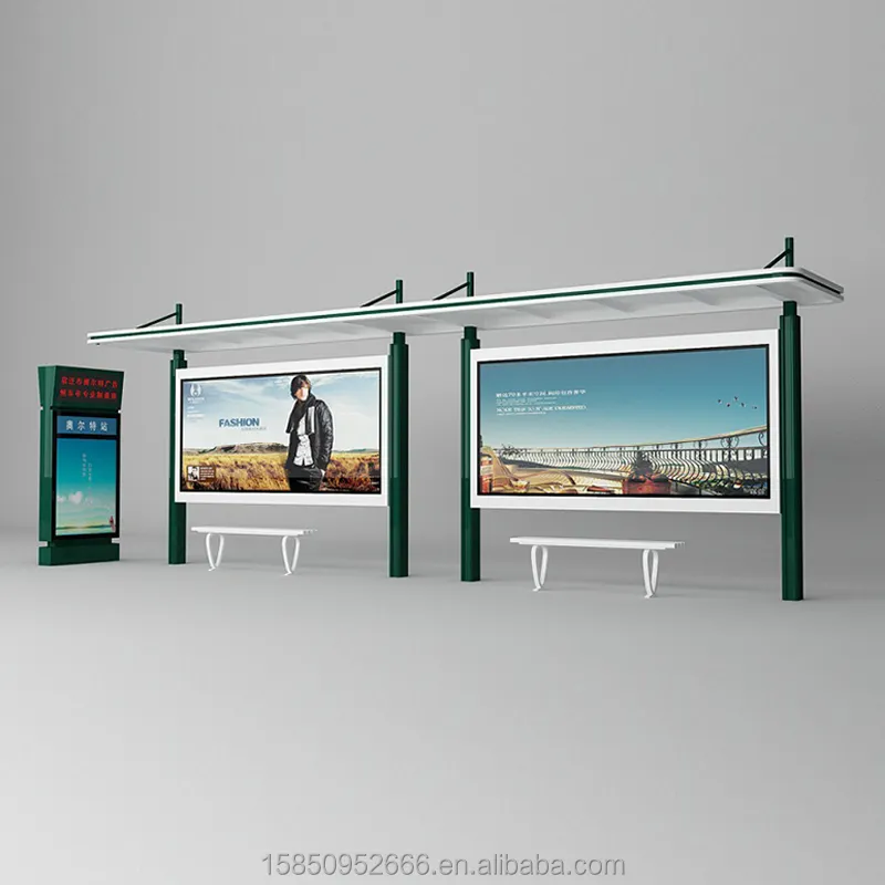 Light Box Factory LED Advertising Light Box Bus Stop Shelter With And Bus Lines Information Poster Panel Solar Bus Shelter