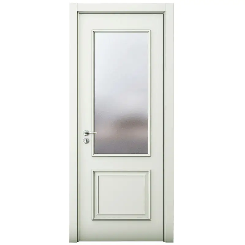 New Design White MDF Wooden Security Swing Door with Glass