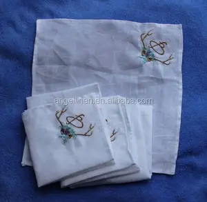 Pañuelo bordado de lino puro francés personalizado con dobladillo para hombre y mujer