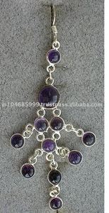 925 <b>Sterling</b> <b>Silver</b> Fine <b>Hoop</b> Earrings Gold-Plated Amethyst Bezel Diamond Main Stone for Weddings and Children's Gifts - Product Image 1