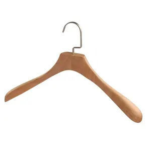 Heavy Duty Antiscivolo In Legno di Faggio Naturale Top Coat Hanger per la Moda di Marca