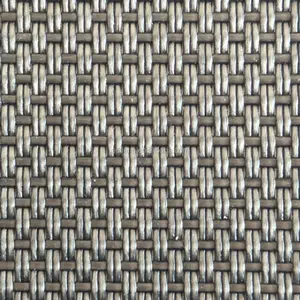 2*1 weave Metallic Grey color VInyl Woven PVC Coated Polyester Mesh fabric