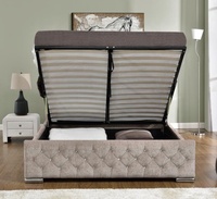 Willsoon Lit Capitonnée Luxe Double avec Rangement, Lit Rembourré en Velours avec Mécanisme de Levage, Cadre de Lit King Size Complet