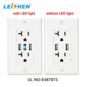 Prise murale intelligente <span class=keywords><strong>15</strong></span> ampères avec port USB, plaque frontale sans vis, prise de courant avec lumière LED, 125 V, <span class=keywords><strong>norme</strong></span> américaine, chargeur 4A - Product Image 1