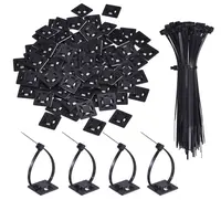 100 Pack Hitam Zip Dasi Perekat Diri Perekat Kabel Dasi Base Pemegang dengan Hitam Multi-Tujuan Kabel Zip dasi