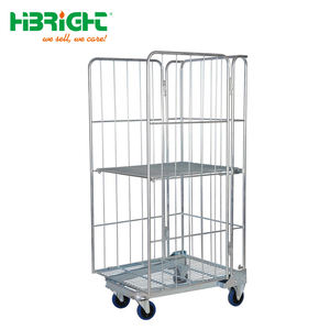 عربة تخزين صناعية متينة بأربع عجلات مصنوعة من الفولاذ المقاوم للصدأ والبلاستيك، مناسبة للخدمات اللوجستية ونقل الحليب والغسيل، مع دعم التصنيع حسب الطلب - Product Image 2