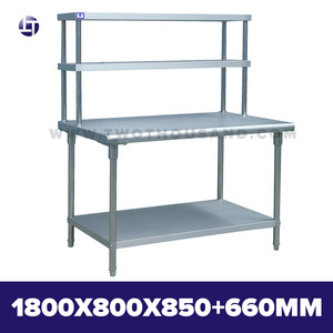 TT-BC309D L 1800MM 2 livelli tavolo da lavoro <span class=keywords><strong>cucina</strong></span> commerciale 2 Overshelf - Product Image 2