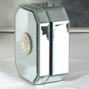 Jinnhome Simple Graceful Octagonal <strong>Mirror</strong> Silver Crystal Glass love Round Jewelry <strong>Box</strong> for Girlfriend Mother Birthday Gift - Product Image 5