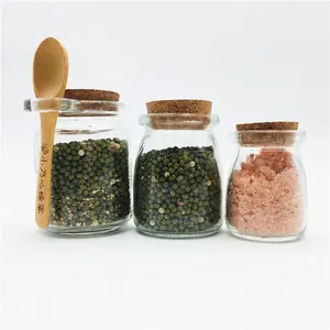 Decorative Glass Canister Storage Jars Giant Glass Jar / Coffee Bean Honey Glass jar with wooden lid & wooden spoon