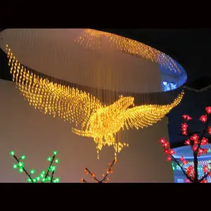 led crystal lamp waterfall 8colors led optical fiber crystal chandelier 3D bird